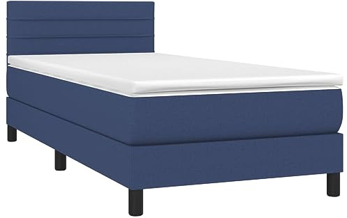 vidaXL Boxspringbett mit Matratze Blau 100x200 cm Stoff