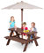 RELAX4LIFE Juego de Mesa y Sillas para Niños, Juego de Muebles de Exterior con Paraguas Parasol de Exterior, Mesa y Bancos de Jardín, Terraza, Balcón, Mueble de Picnic y Barbacoa (Modelo 4)
