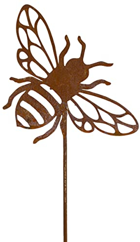 B2S BACK2SEASON Biene Maja am Stab Stecker Edelrost Metall Garten Beetstecker Gartenstecker Made in Europa H=55 cm