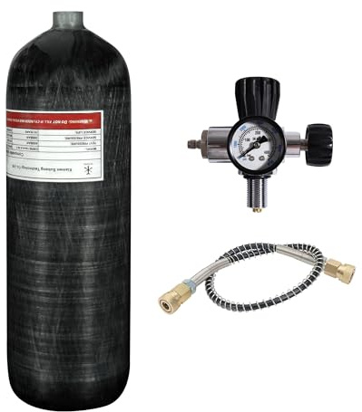 TUXING 4500psi Carbon Fiber Air Tank 6.8L,PCP Air Tank Paintball Fill Station mit Manometer Ventil für PCP Paintball Tauchen Scuba M18*1.5