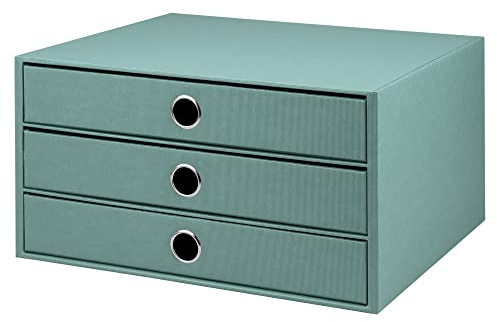 Rössler SOHO 3er Schubladenbox A4 aus Papier | Büro Organizer Schreibtisch| Schubladen Organizer Büro Zubehör & Bürobedarf | Schreibtisch Organizer Box | 34 x 25 x 19 cm | 1 Stück | Farbe: Grün | Opal
