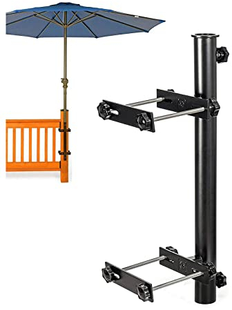 Support de Parasol, Pied de Parasol Balcon, Universel Pinces Réglables Fixation Parasol Balustrade