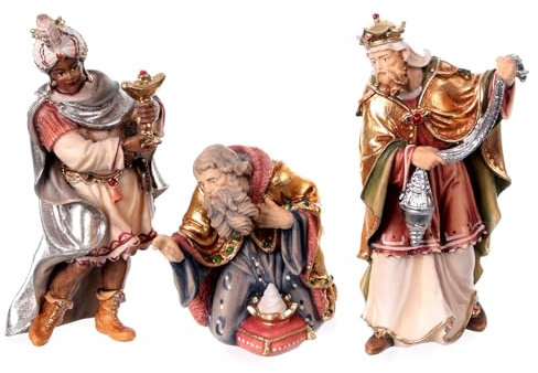Heilige Drei Könige, Set 3-teilig, Mahlknecht Krippe, Holz, Grödnertal, für 12 cm Krippe