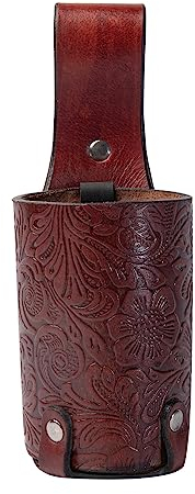 Hulara Full Grain Buff Leather Beer Holster Small Bottle Holster for Men Cowboy Beer Holder for Travel/Outdoor Beer Holster Belt