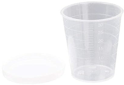 1 vaso medidor de 30/50 ml con tapa con recipiente de cocina transparente graduado, accesorio para experimentos químicos transparentes