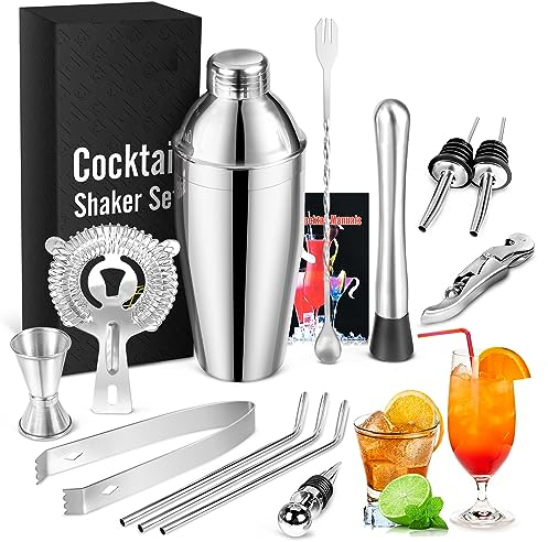 Juego de Coctelera de Acero Inoxidable 750ml - Juego Profesional de 14 Piezas - Juego de Cóctel Ideal para Regalar,Juego de Herramientas de Bar para Mezclar Bebidas