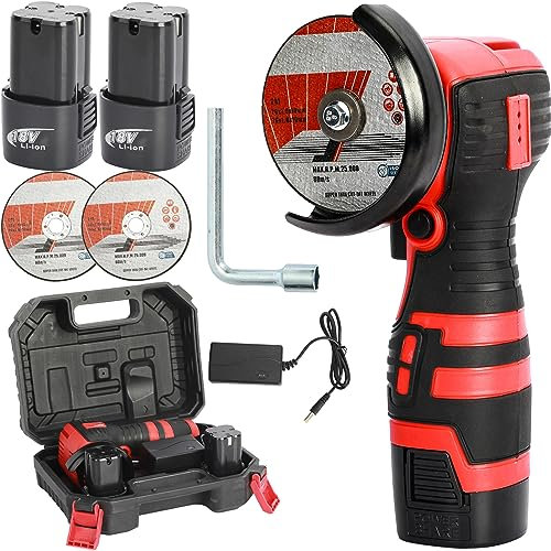 Mini Angle Grinder, 18V 500W Brushless Cordless Angle Grinder with Batteries and Diamond Cutting Wheel Saw Blade Polishing Sheet, Brush-Less Polishing Machine for Grinding Cutting Polishing