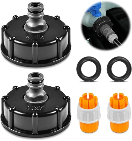 FAELNK IBC Tankdeckel Adapter IBC Container Zubehör 2 Stücke IBC Tank Zubehör S60x6 1/2 Zoll Grobgewinde Schnuller-Ventiladapter für IBC Tankanschluss Ersatzventilanschlüsse