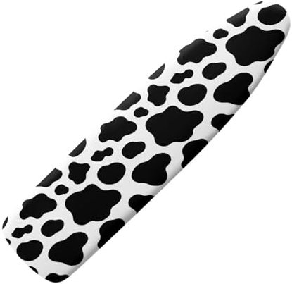 KUIFORTI Funda y almohadilla para tabla de planchar con estampado de vaca en blanco y negro, cubierta protectora plegable para tabla de planchar, extra resistente, acolchado grueso, lindo estampado de