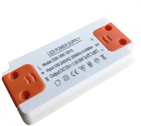 SHUBEIEUMI LED Trafo LED Transformator 18W 12V, LED Treiber Netzteil, kein Transformator-Rauschen für G4 MR16 GU5.3 MR11 LED Lichtstreifen