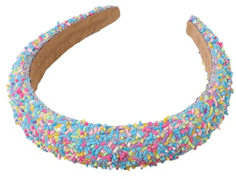 scicent Haarreif Strass Stirnband Bling Kristall Haarreifen Glitzer Dick Gepolstertes Haarband Diamant Perlen Stirnband Mode Haarschmuck für Frauen Mädchen (Himmelblau) - 16614