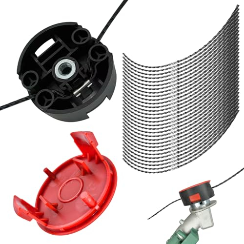 CDIYTOOL Bosch F016800431 - Línea de recortadora, repuesto para cortador de césped Bosch AFS 23-37, línea de desbrozadora de 37 cm x 3,5 mm con cubierta de carrete F016F04841, cabezal de corte