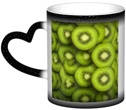 GFLFMXZW Farbwechsel-Tasse, Kiwi-Bilder, Kaffeetasse, Keramik, kreative Tasse, magischer Teetasse