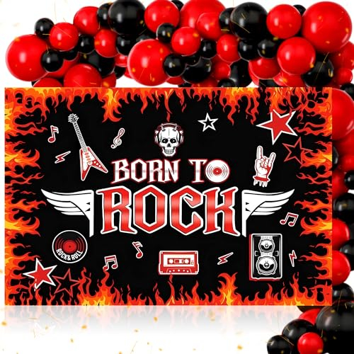 LaVenty Gitarre Rock and Roll Deko Wack A Balloon Party Rock Musiknoten Deko Happy Birthday Folienballon Gitarre Musiknoten Folienballons für Geburtstag Rock Themed Party Supplies