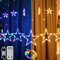 MOLVCE Lichterkette Sterne Strom 2.3m, 12 Sterne 138leds Weihnachtsbeleuchtung Fenster, Lichtervorhang Innen mit 11 Modi, Timer und Fernbedienung, Weihnachtsbeleuchtung Außen für Weihnachtstag