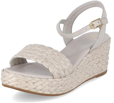 Unisa Damen Keil-Sandaletten KEBEC Beige Leder-Synthetik, Größe:40, Farbauswahl:beige