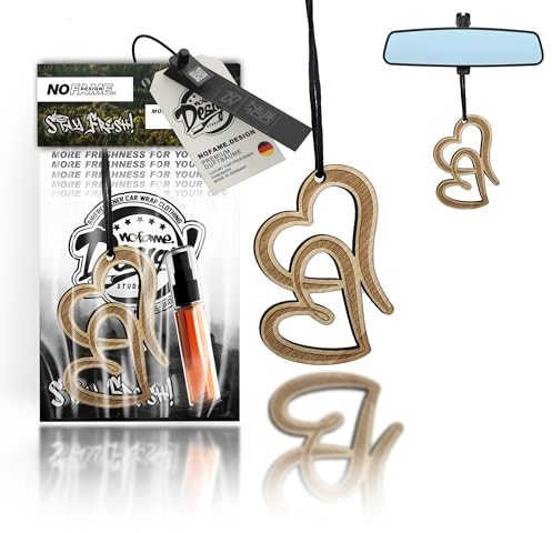 Auto Duftbaum Duft Lufterfrischer Holz | 10 Motive | Auto Aufhänger Diffusor | Luxus Duft Auto Parfüm | Geschenke für Männer Frauen | Inkl. 5ml Duftspray Gentleman (Herzen, Gentleman)