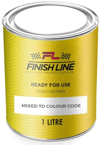 FINISH LINE Audi LY9C Ibis - Pintura blanca lista para usar, 1 litro, para metal, plástico, aluminio, parachoques, fibra de vidrio, GRP
