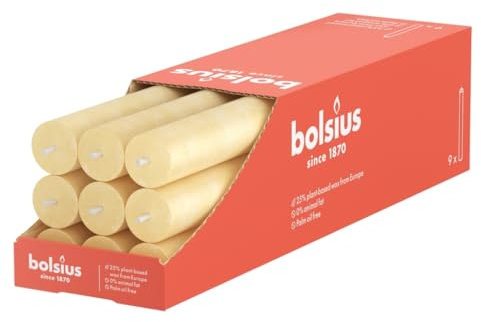 Bolsius Rustic Collection 13H Stabkerze für Ambiente und Abendessen, 27 cm Höhe x 2,3 cm Durchmesser, Haferbeige