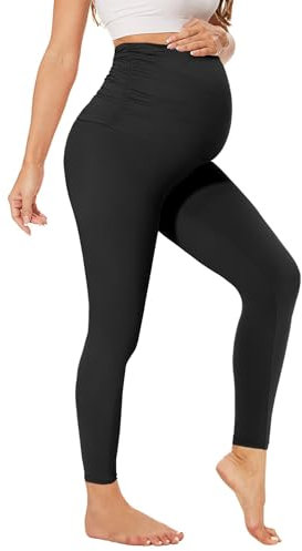 QGGQDD Damen Umstandsleggings Umstandsmode High Waist Umstandshose Blickdicht Schwangerschaft Für Schwangere Yoga Sport(Schwarz,M)