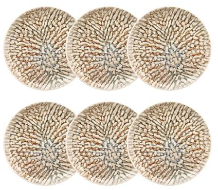 NOVASTYL - Lot 6 assiettes plates ambre 26cm en grès marron et beige - 2614610