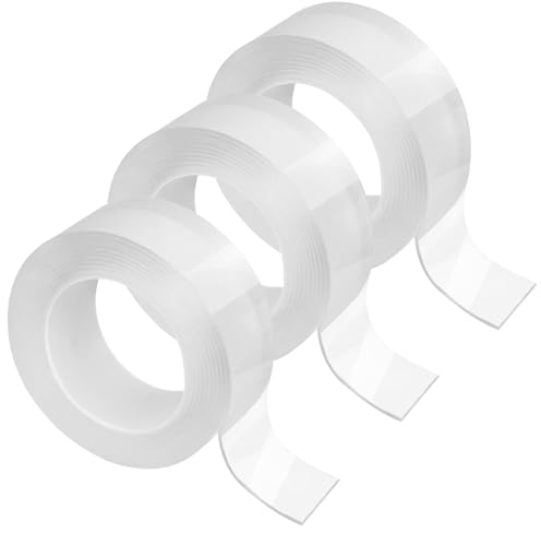 9M Ruban Adhésif Double Face Extra Fort, 3X 3m*2cm*2mm Transparent Lavable Nano Tape, Amovible Traceless Antidérapant, Bande puissant, Multifonctionnel Réutilisable Gel pour Verre Plastique Métal etc