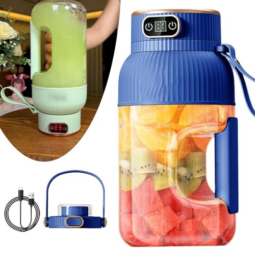 Presse-agrumes portable multifonctionnel avec affichage numérique, seau tonne, presse-agrumes portable, multifonction portable, 1200 ml, mélangeur de jus rechargeable par USB pour poire, concombre