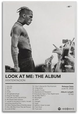XXXTentacion Wandposter mit Albumkunst, 30 x 45 cm, ungerahmt, für Wohnzimmer, Bar, Restaurant, Dekoration