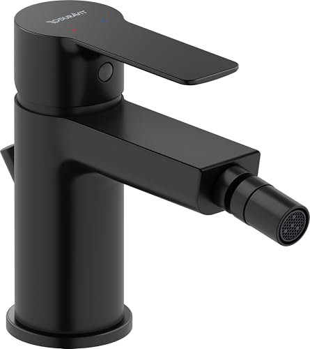Duravit D-Code - Miscelatore bidet monocomando, altezza erogatore 128 mm, con tubo di scarico, colore: Nero opaco