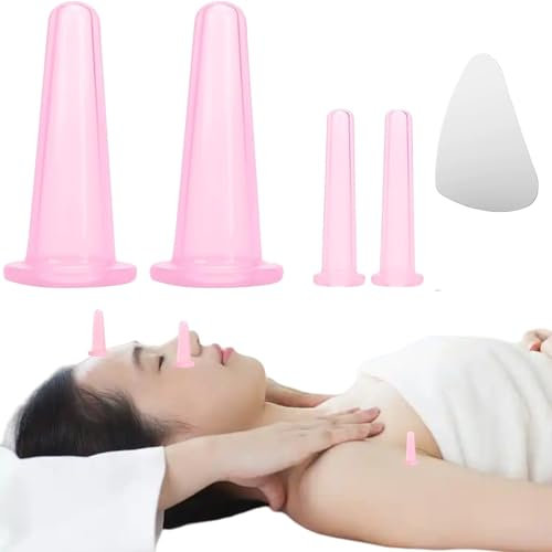 Ventouse Visage,Cupping Ventouse,Ventouse Silicone,Facial Cupping,Ventouse Visage Anti Rides,Ventouse Massage,Ventouses Anti Cellulite Minceur,Silicone Massage Cups Corps,4 Pièces