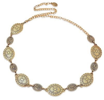 Kettengürtel für Damen, Taillen Kette, Bauchkette Gold, Mond Sonne Metallkette Gürtel, Verstellbare Kettengürtel, Vintage Damen Gürtel Körperschmuck, Piratenkostüm Accessories Damen