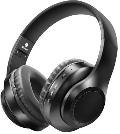 JUNAN Casque Bluetooth sans Fil, Pliables Supra-auriculaire ，Son stéréo Hi-FI avec Basses puissantes, Faible Latence, sans Fil et Prise Audio 3,5 mm, SD/TF, FM, appels Mains Libres, Assistant Vocal