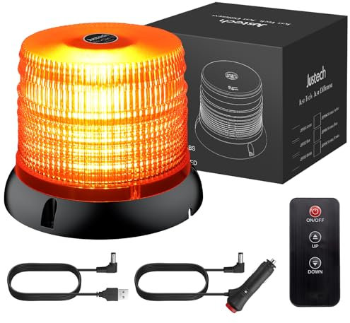 Justech Rundumleuchte Magnet Kabellose LED 6 Blitzmuster Warnleuchte auto Gelbes LED Warnblinklicht 72 LEDs Blitzleuchte mit E57-Zulassung IP65 wasserdicht Warnblinkleuchte mit Magnetfuß für Fahrzeuge