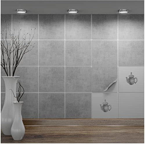 FoLIESEN Fliesenaufkleber 15x15 cm für Bad, Küche, Badezimmer - Fliesen-Folie selbstklebend - 1 Klebefliese, .:Dekor Greydi