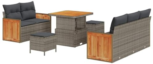 vidaXL Gartensofa-Set 8 STK. 7-Sitzanzahl Grau
