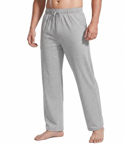 PINSPARK Pantalones de chándal para hombre, de algodón, ligeros, cintura elástica con cordón, con bolsillos, pantalones de yoga, pantalones de casa, pantalones de ocio