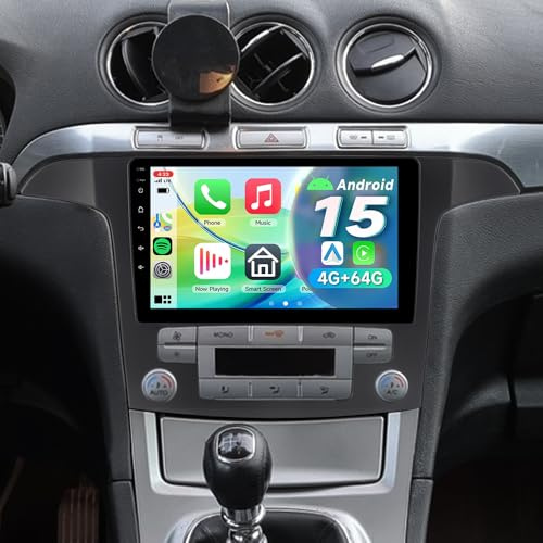 ACAVICA 9 IPS Android 15 Car Stereo Radio for Ford S-Max MK1 w/automatic A/C, 4+64G Head Unit, Bluetooth 5.4 WiFi 6, Wireless CarPlay Android Auto, GPS Navigation, DSP, FM/RDS, SWC, HD Rear Camera