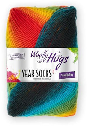 Woolly Hugs Year Socks 100 g – Sockenwolle/Dochtgarn mit Degradé-Farbverlauf, Perfekt für Double-Face Stricken, Strickgarn für Socken, Schals & Accessoires (17 | Regenbogen)