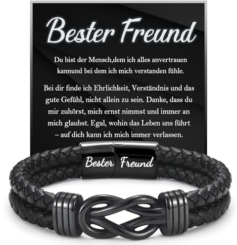 FAOMZQ Geschenke für Männer, Lederarmband mit Gravur für Papa Sohn Bruder zum Geburtstag Weihnachten Vatertag Abschluss, Ich Liebe Dich Geschenk für Meinen Mann Freund zum Valentinstag Jahrestag
