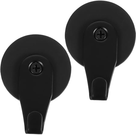 LOORGVEL Lot de 2 Crochets Magnétiques Noirs en Fer pour Porte en Métal, Support de Couronne D'entrée Alliant Décoration et Utilité, Gain de Place pour Bureau