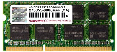 Transcend TS512MSK64V3N Speichermodul 4GB DDR3 1333 SO-DIMM 2Rx8 256Mx8 CL9 1.5V
