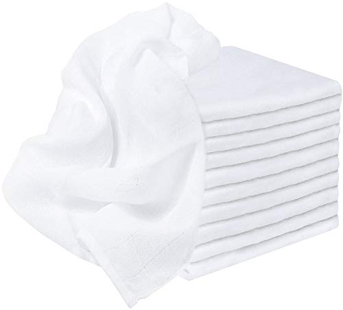 Dudu N Girlie 6pk Baby Muslin Squares Burp Cloths 100% Pure Soft Cotton 70x70cm, White and Yellow