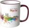 WANDKINGS® Tasse, Schriftzug Guten Morgen Paris! mit Skyline - Bordeaux