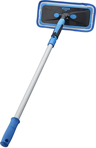 Unger Professional ProClean Indoor Window Cleaning Kit with 2’ Pole, Washing Tool with Swivel Head for Tight Corners and Edges, Streak-Free Results on Glass and Mirrors, Reusable Microfiber Pads
