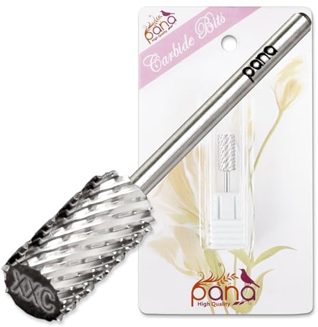 Pana 3/32 Safety Nail Carbide Bit - Silver Large Barrel Head (Grit: 2 Extra Coarse - XXC) for Electric Dremel Drill Machine