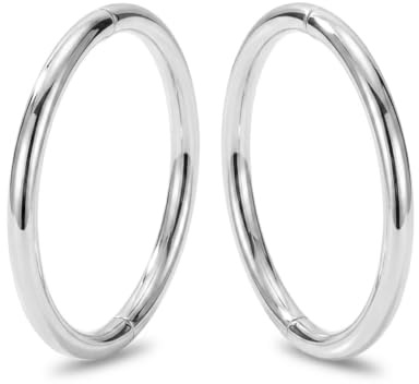 365 Sleepers 2Pcs Handmade in Australia 925 Solid Sterling Silver Hinged Sleeper Earrings – 18G Hypoallergenic Nickel Free Nose Lip Septum Tragus Helix Hoop Ring, 8mm-14mm