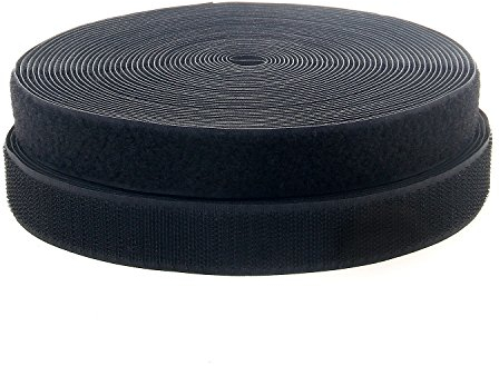 TUKA 25mx20mm Nastro Gancio e Anello da cucire, non adesivo Hook & Loop striscia, Cucire On Magico Strisce Ideale per abiti | 25m Gancio e 25m anello nastro, larghezza 20mm, Nero, TKB5004 Black