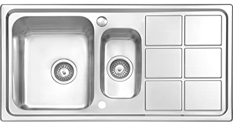 JASSFERRY Lavello da cucina in Acciaio Inox Spazzolato, scolapiatti reversibile Lavandino, con set di rifiuti, una vasca e mezzo