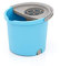 Smart-T-Haus Cubo Redondo con Mini Ruedas + Escurridor, Azul, 33 x 35 x 28 cm