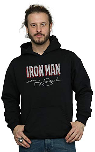 Marvel Men's Iron Man AKA Tony Stark Hoodie Black Large